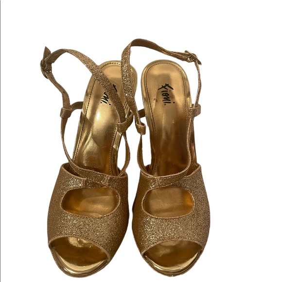 Fiona Gold Glitter Stilleto Heel Shoes Size 6 - Picture 1 of 5
